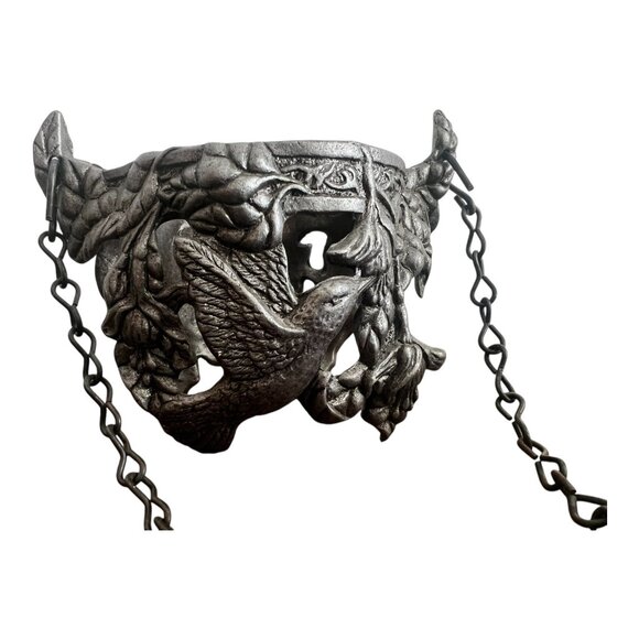 Vintage 1995 Carson Pewter Hanging Candle Holder With Hummingbird & Floral Desig - Picture 3 of 6